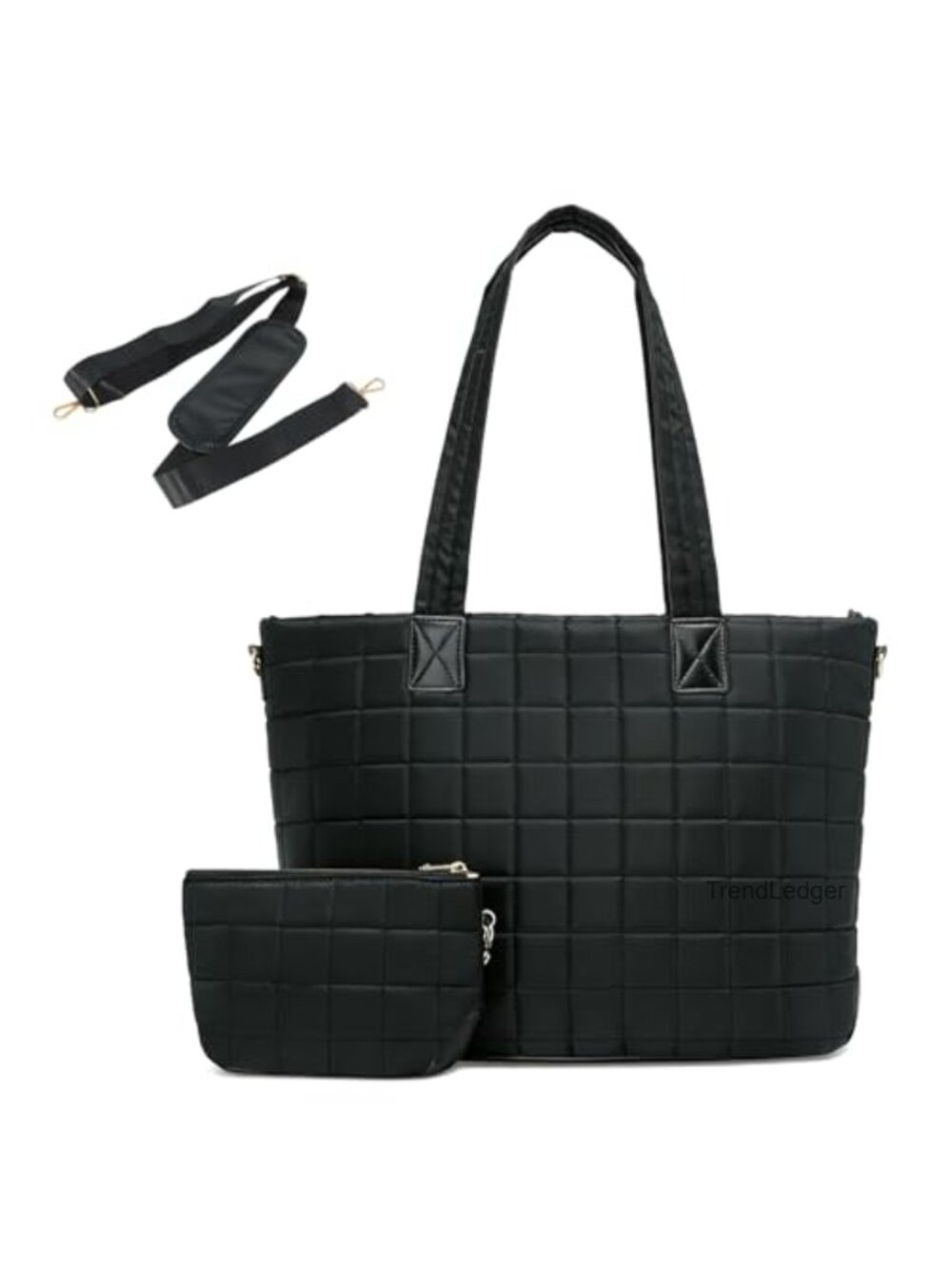 Lightweight Quilted Puffer Tote Bag with Zipper Large Shoulder Bag